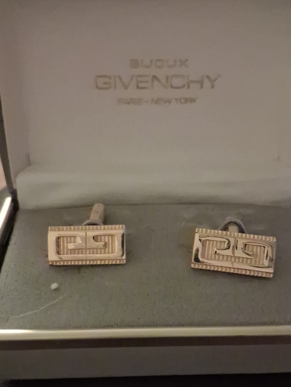Givenchy Gold-Tone Rectangular Logo Cufflinks